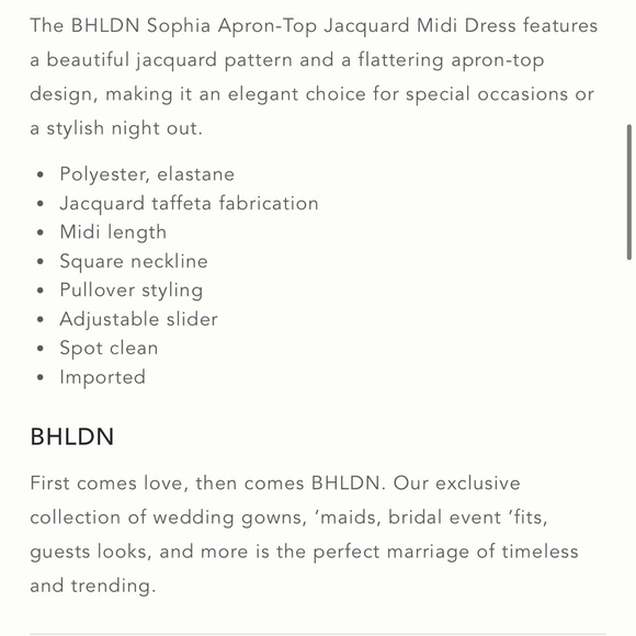 NWT BHLDN Apron-Top Jacquard Midi Dress Floral Spaghetti Strap Dress Size Small - Picture 4 of 15